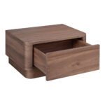 Round Off Small Nightstand Walnut YR-1001-03 YR 1001 03 02