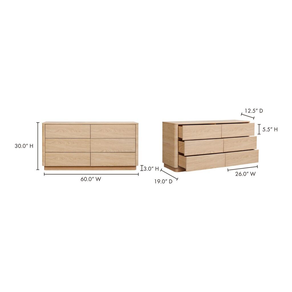 Round Off Dresser Light Oak Brown - Image 8