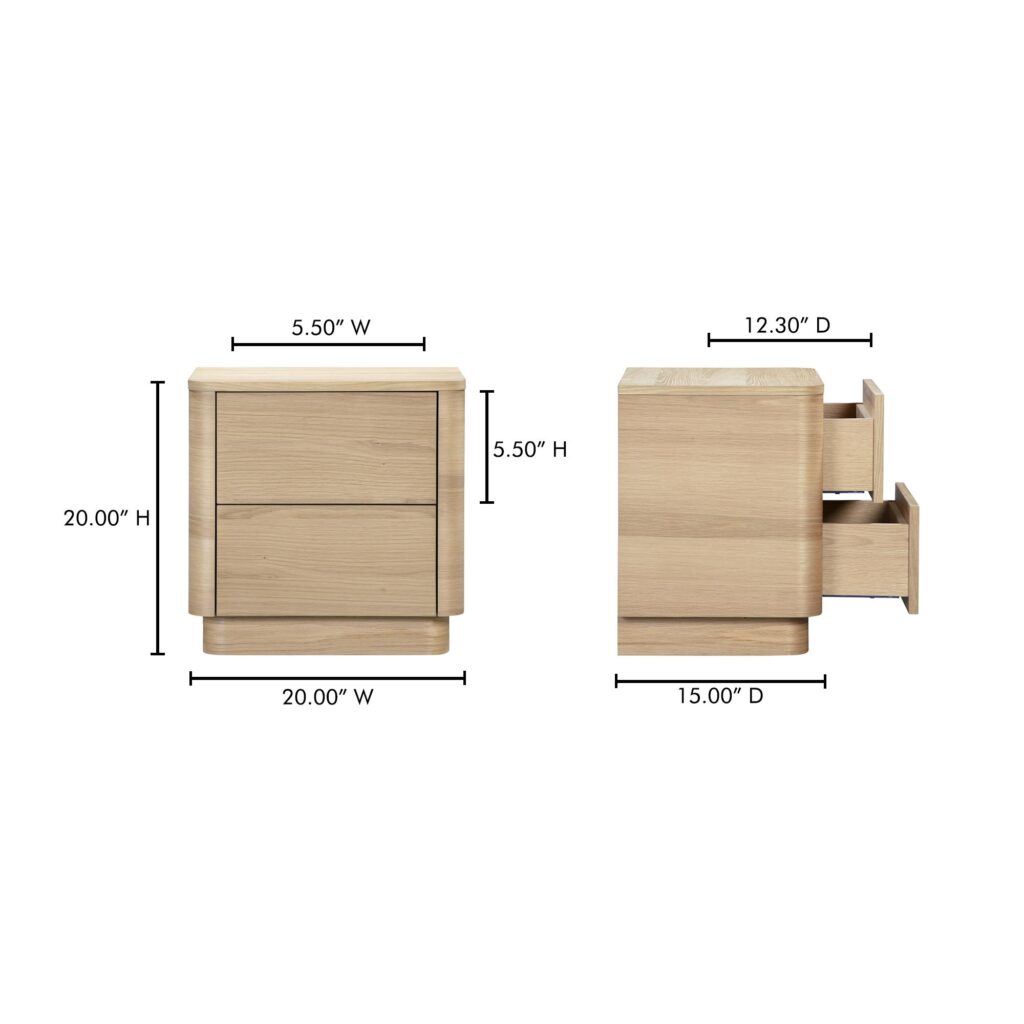 Round Off Tall Nightstand Natural Oak - Image 11