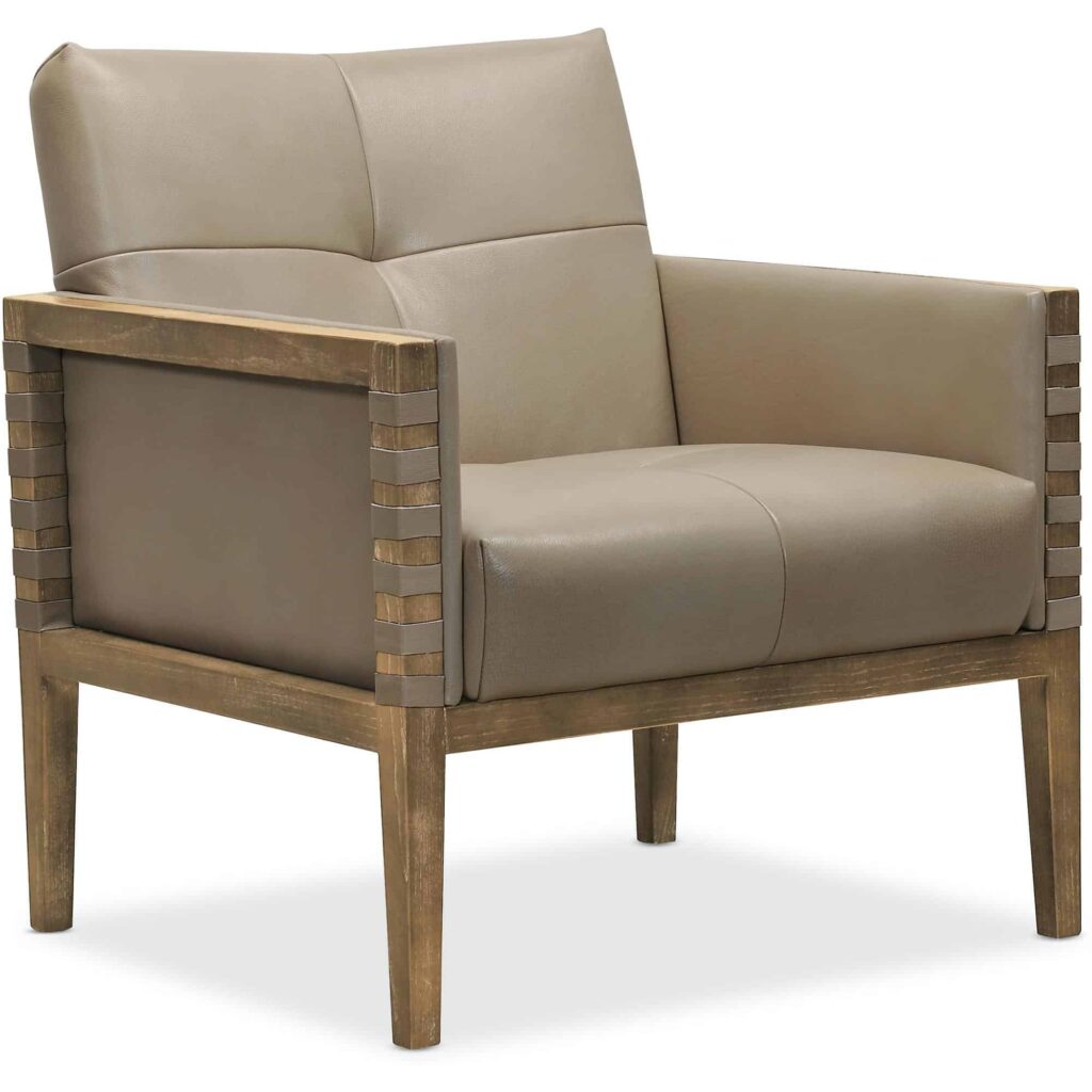 Carverdale Leather Club Chair w/Wood Frame