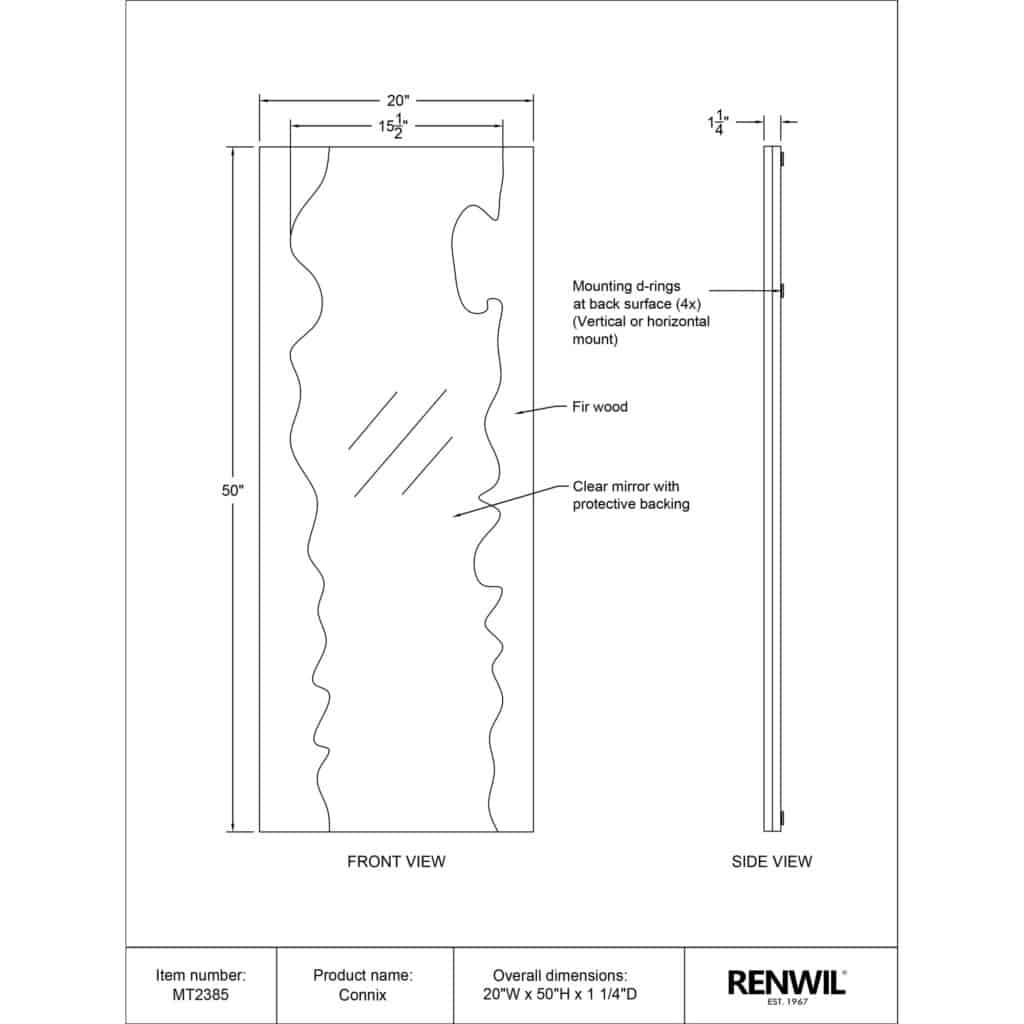 CONNIX Mirror MT2385 tech drawing MT2385 1591386175