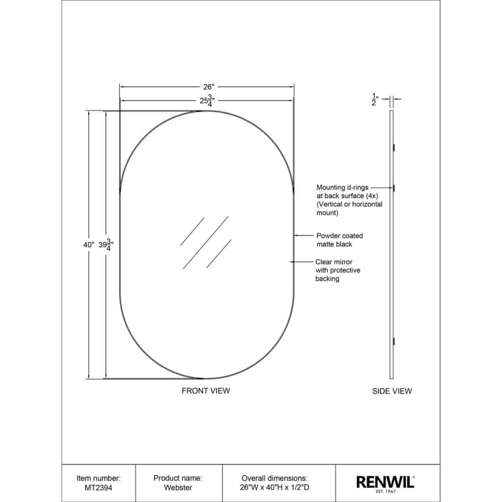 WEBSTER Mirror MT2394 tech drawing MT2394 1591385781